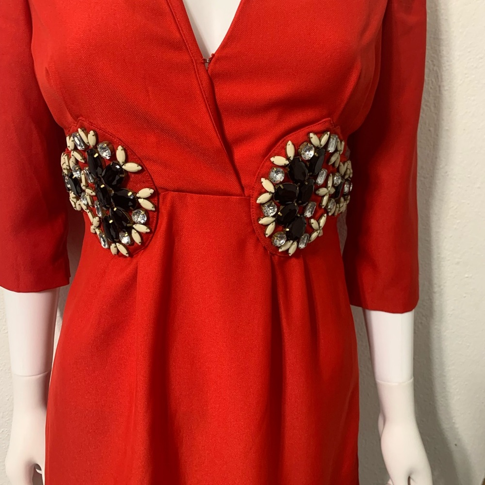 💯 Authentic Givenchy Red Beaded Dress size 36 Small